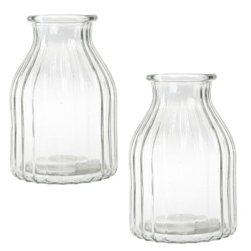 Produkt Wazon szklany rowki na wazon szkło dekoracyjne przezroczyste Ø12cm W18cm 2szt