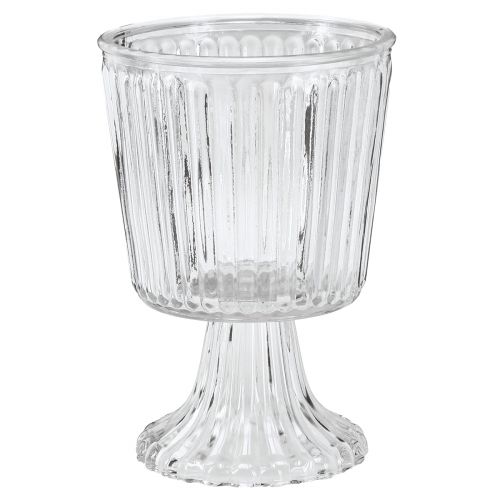 Produkt Szklany wazon z ozdobną, karbowaną filiżanką ze szkła Ø13cm W19cm