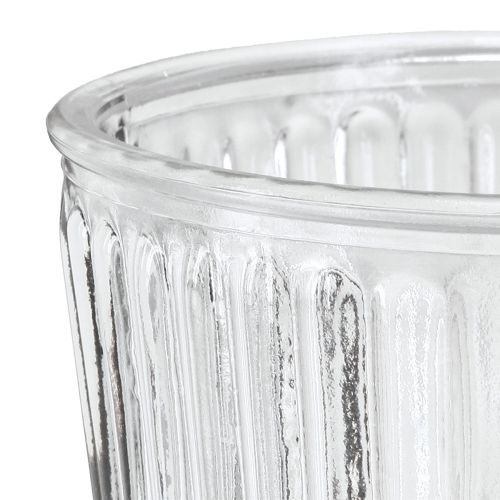 Produkt Szklany wazon z ozdobną, karbowaną filiżanką ze szkła Ø13cm W19cm