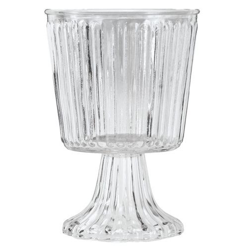 Produkt Szklany wazon z ozdobną, karbowaną filiżanką ze szkła Ø13cm W19cm
