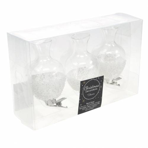Floristik24 Wazon szklany z brokatem i perełkami Ø4,9 cm W9,5 cm przezroczysty 3 szt.