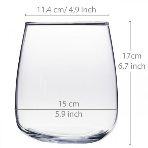 Produkt Wazon szklany, wazon na kwiaty, wazon dekoracyjny Ø15cm W17cm