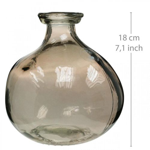 Floristik24 Szklany wazon okrągły brązowy szklany wazon dekoracyjny rustykalny Ø16,5cm W18cm