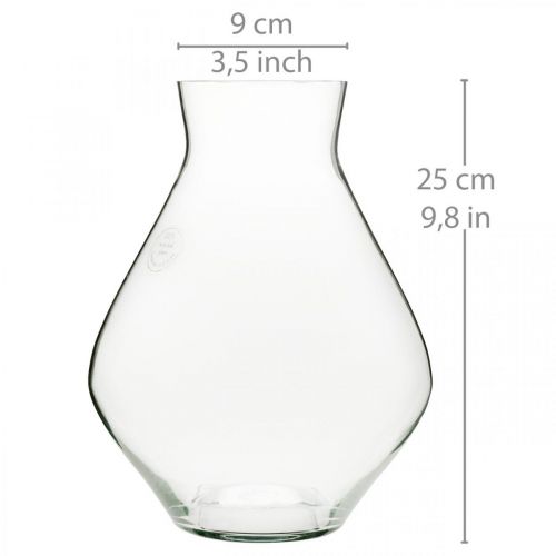 Floristik24 Wazon na kwiaty szklany bulwiasty szklany wazon przezroczysty dekoracyjny wazon Ø20cm W25cm