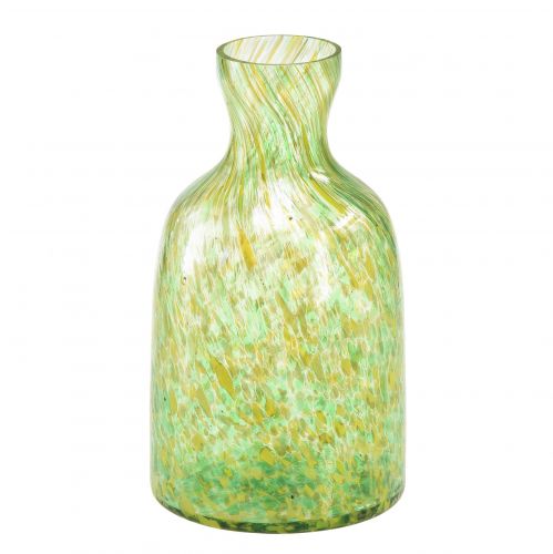 Floristik24 Wazon szklany Szklany dekoracyjny wazon na kwiaty zielony żółty Ø10cm W18cm