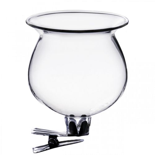 Floristik24 Szklany dzwonek wazon z klipsem przezroczysty Ø5,5 cm W6 cm 4 szt.