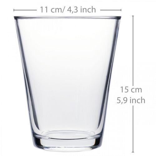 Floristik24 Wazon szklany stożkowy przezroczysty Ø11cm W15cm