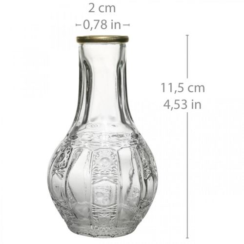 Floristik24 Szklany wazon o wyglądzie kryształu, wazon na kwiaty ze złotym brzegiem Ø6,5 cm W11,5 cm
