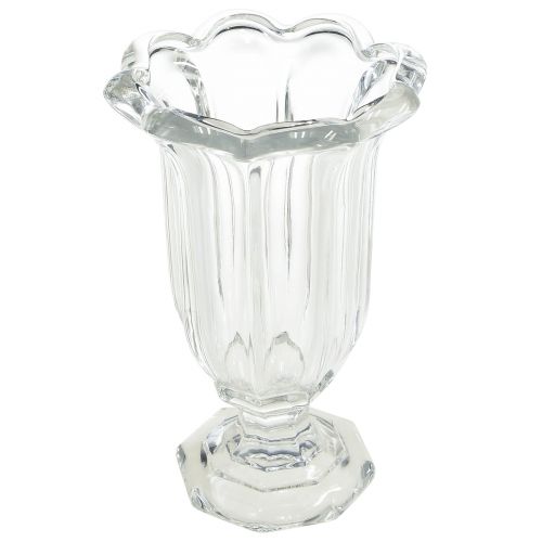 Wazon szklany ze szklanym wazonem na nóżkach Ø13,5cm W22cm