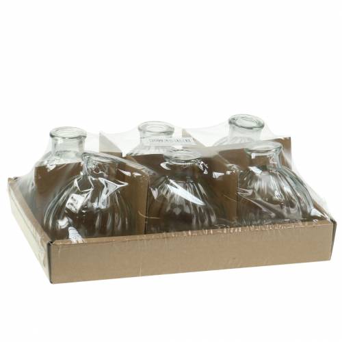 Floristik24 Dekoracyjny szklany wazon z rowkami Ø6,8cm W7,7cm 6 sztuk