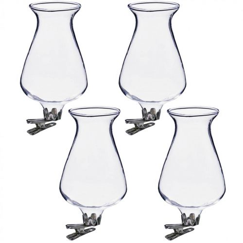 Szklany wazon tulipan z klipsem Ø5,9 cm W11 cm przezroczysty 4 szt.