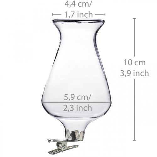 Floristik24 Szklany wazon tulipan z klipsem Ø5,9 cm W11 cm przezroczysty 4 szt.