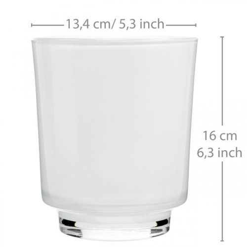 Floristik24 Doniczka do orchidei białe szkło W16cm Ø13.4cm