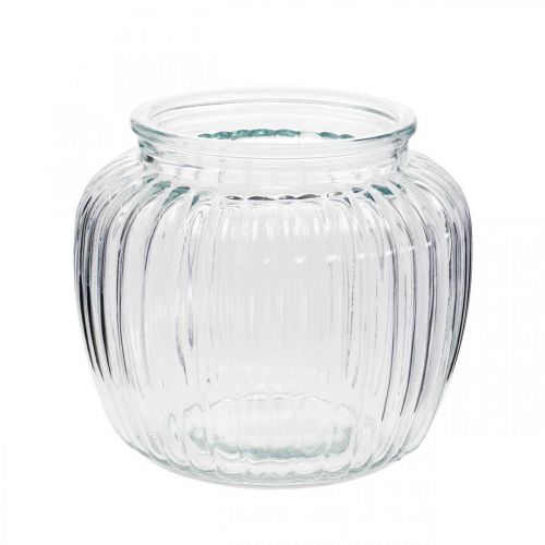 Floristik24 Wazon szklany prążkowany Ø11cm H10cm