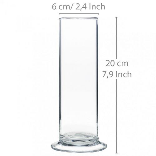 Floristik24 Wazon szklany ze stopką Przezroczysty Ø6cm W20cm