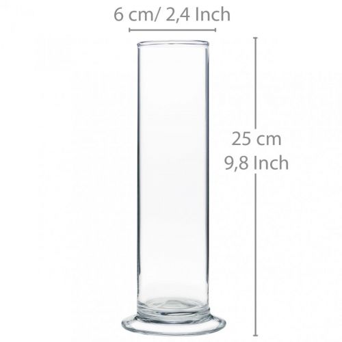 Floristik24 Wazon szklany ze stopką Przezroczysty Ø6cm W25cm