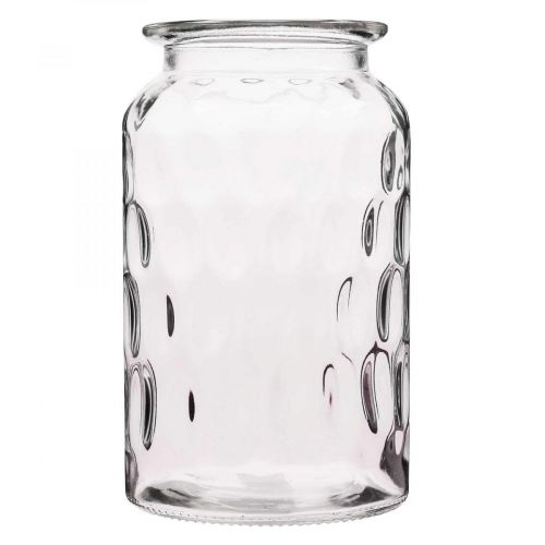 Produkt Szklany wazon z wzorem, szklana latarnia W18,5 cm Ø11 cm Przezroczysty