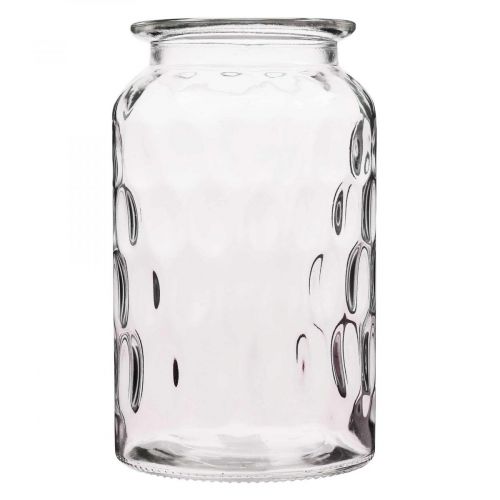 Floristik24 Szklany wazon z wzorem, szklana latarnia W18,5 cm Ø11 cm Przezroczysty