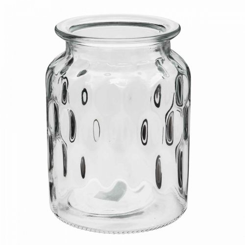 Produkt Szklany wazon z wzorem, latarnia przezroczyste szkło W15cm Ø11cm