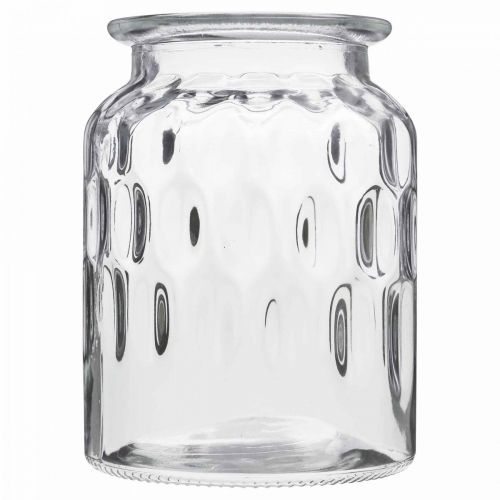 Produkt Wazon szklany ze wzorem, latarnia szklana przezroczysta W15cm Ø11cm 2szt