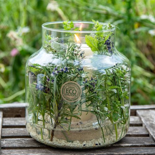 Floristik24 Szklany wazon Okrągły wazon na kwiaty Duży 100% szkło z recyklingu H20 Ø17cm