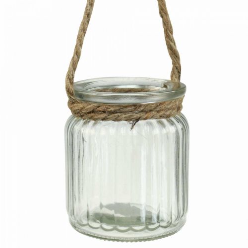 Floristik24 Szklany wazon do zawieszenia latarni szklanej liny Ø8cm W9cm