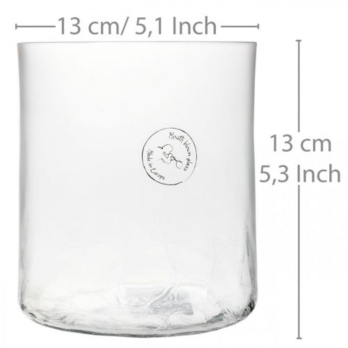 Floristik24 Wazon szklany cylindryczny Crackle Clear, Satin Ø13cm H13,5cm