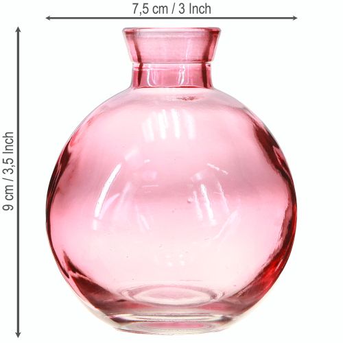Produkt Wazony szklane w kształcie cebulek różowe retro mini wazony Ø7,5cm H9cm 6 szt