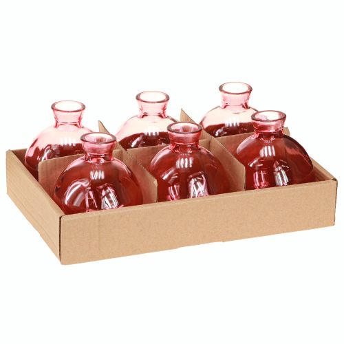 Produkt Wazony szklane w kształcie cebulek różowe retro mini wazony Ø7,5cm H9cm 6 szt