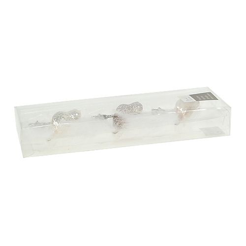 Floristik24 Szklany ptaszek na klips krem 7,5cm 3szt
