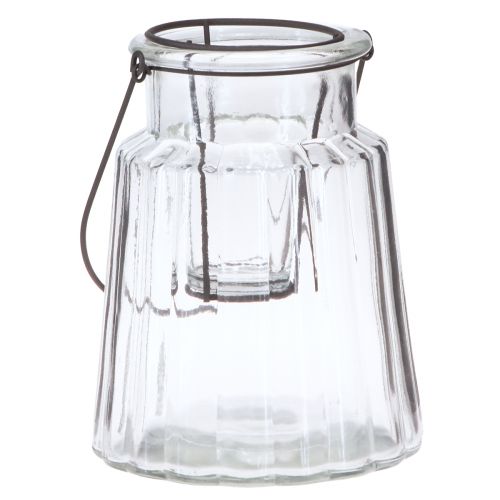 Produkt Szklana latarnia z uchwytem ze szkła przezroczystego Ø14cm W18cm