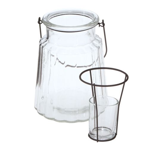 Produkt Szklana latarnia z uchwytem ze szkła przezroczystego Ø14cm W18cm