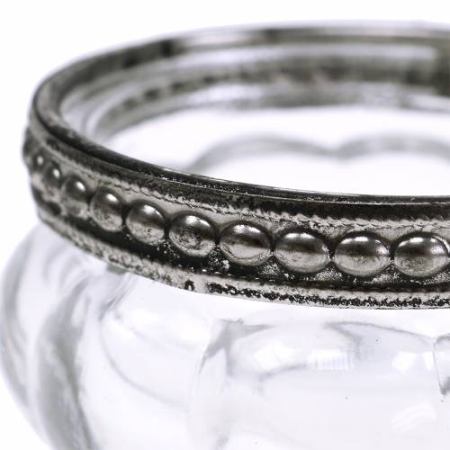 Floristik24 Podgrzewane szkło antyczne z metalową krawędzią Ø6cm W3,5cm