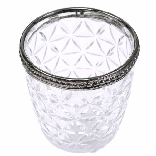 Floristik24 Lampion szklany antyczny z metalową obręczą Ø7,5cm H7,5cm