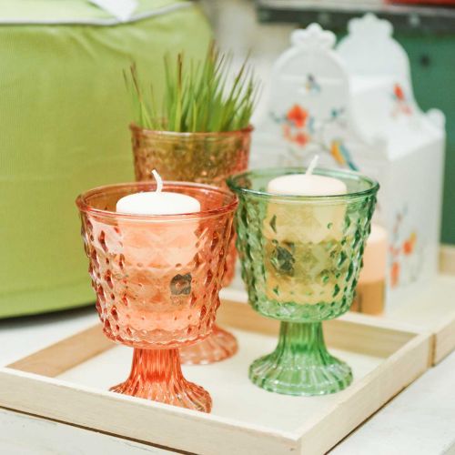 Floristik24 Lampion szklany Ø11,5cmH15,5cm turkusowy