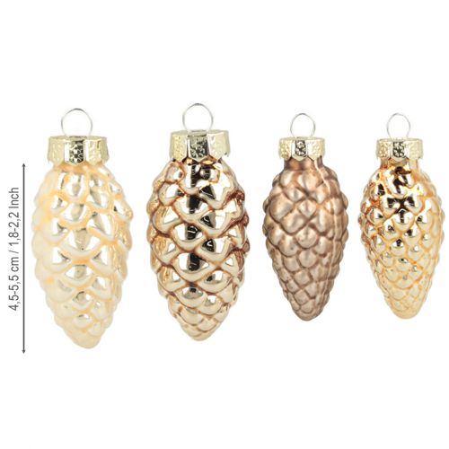 Produkt Szyszki szklane do zawieszenia, szyszki szklane, brązowe, złote, 5,5 cm, 14 szt.