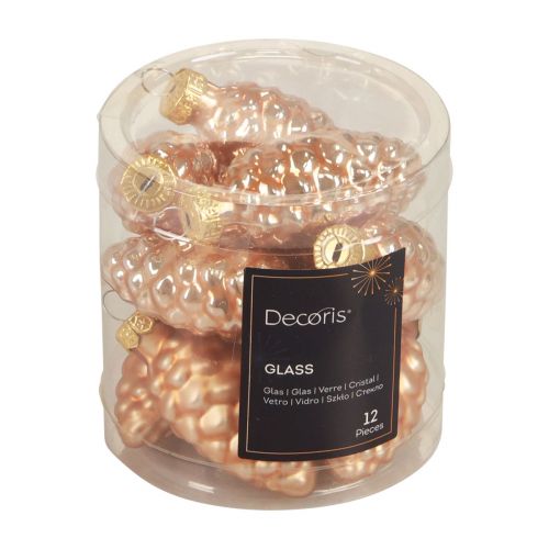 Produkt Rożki świąteczne Szklane rożki Dekoracja szklana morelowa W6,5cm 10 szt