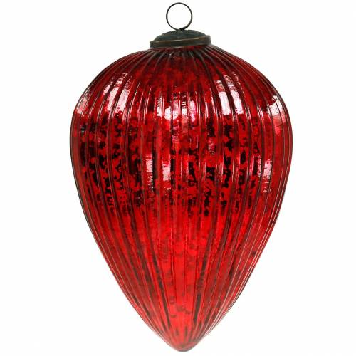 Floristik24 Stożek szklany do zawieszenia czerwony 22cm duży ornament świąteczny