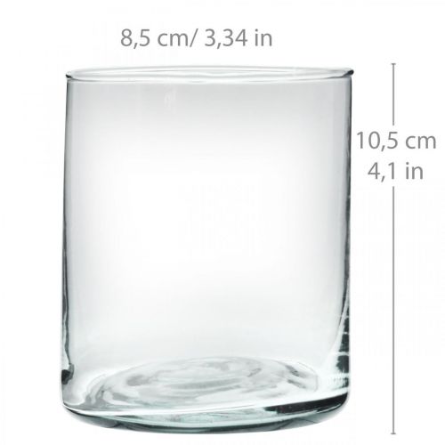 Floristik24 Okrągły szklany wazon, cylinder z przezroczystego szkła Ø9cm W10,5cm