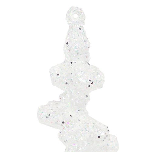 Produkt Sople brokatowe do zawieszenia dekoracji zimowej białe 24cm 8szt