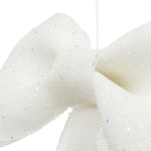 Floristik24 Brokatowa kokarda do zawieszenia biała 32cm x 42cm