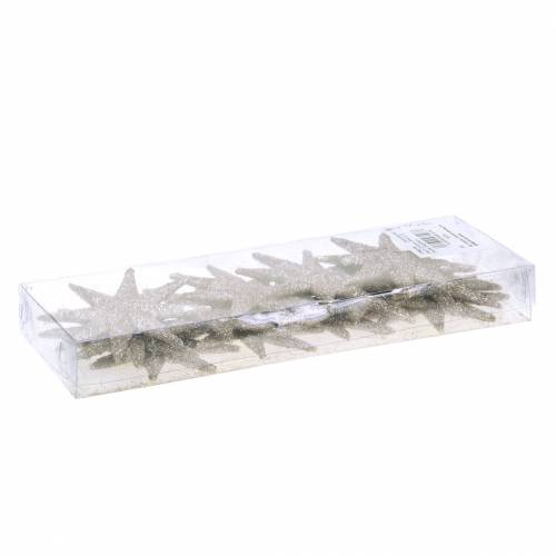 Produkt Dekoracja gwiazda brokat szampan 10cm 12szt.