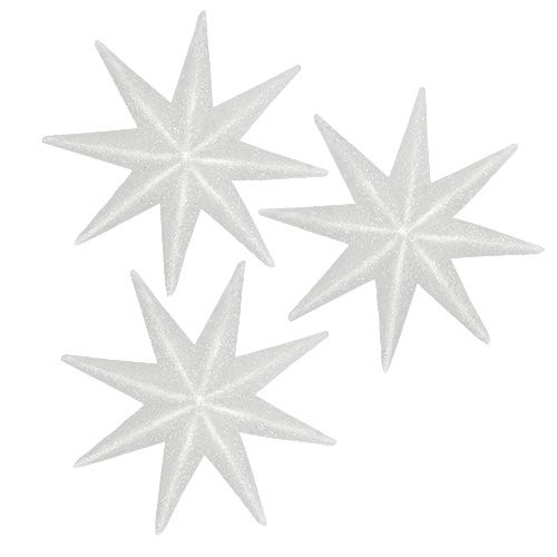 Gwiazda brokatowa biała 10cm 12szt.