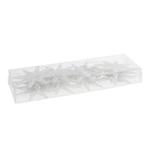 Produkt Gwiazdka brokatowa biała 10cm 12 szt