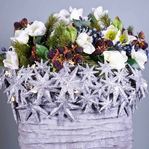 Produkt Gwiazdka brokatowa srebrna 9,5/5cm 18 szt