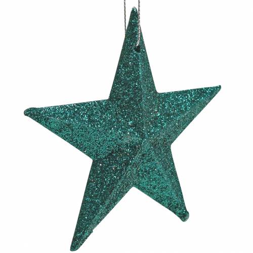 Produkt Zestaw gwiazdek brokatowych zawieszki dekoracyjne i dekoracje rozproszone szmaragd, jasnozielony 9cm/5cm 18 sztuk