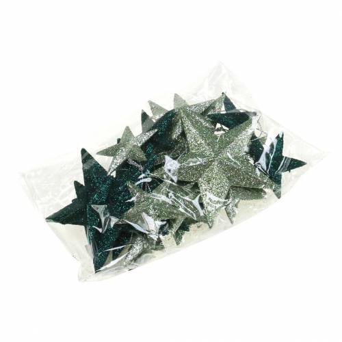 Produkt Zestaw gwiazdek brokatowych zawieszki dekoracyjne i dekoracje rozproszone szmaragd, jasnozielony 9cm/5cm 18 sztuk