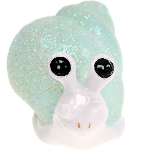 Floristik24 Figurka dekoracyjna ślimak brokat miętowy/różowy 8cm 6 szt