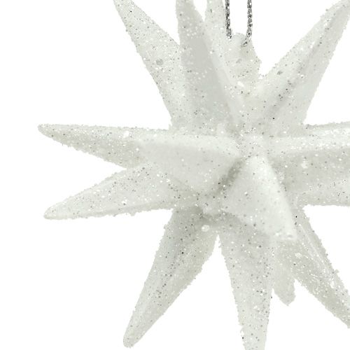 Floristik24 Gwiazdy brokatowe białe 7,5cm 8szt.