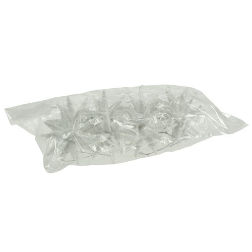 Floristik24 Gwiazdy brokatowe białe 7,5cm 8szt.